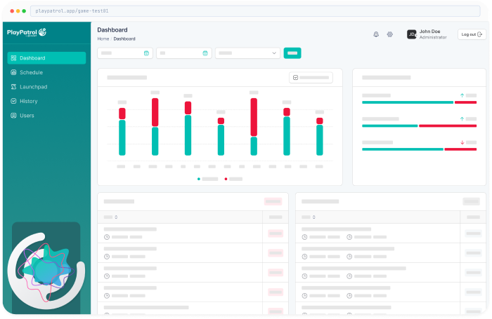 PlayPatrol dashboard: runs, findings and evidence